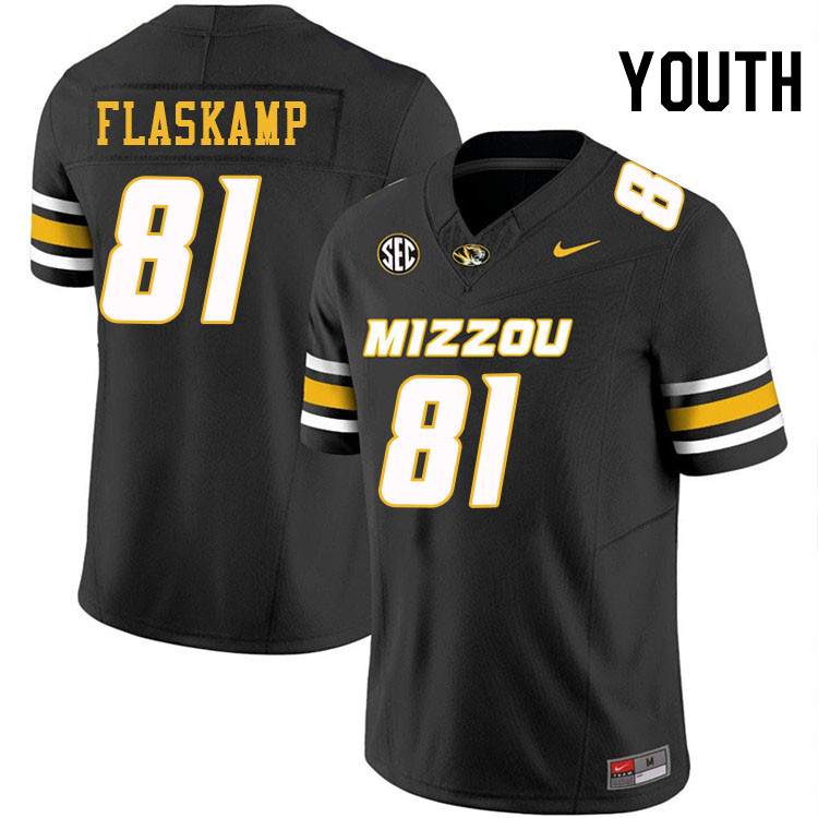 Youth #81 Noah Flaskamp Missouri Tigers College Football Jerseys Stitched-Black